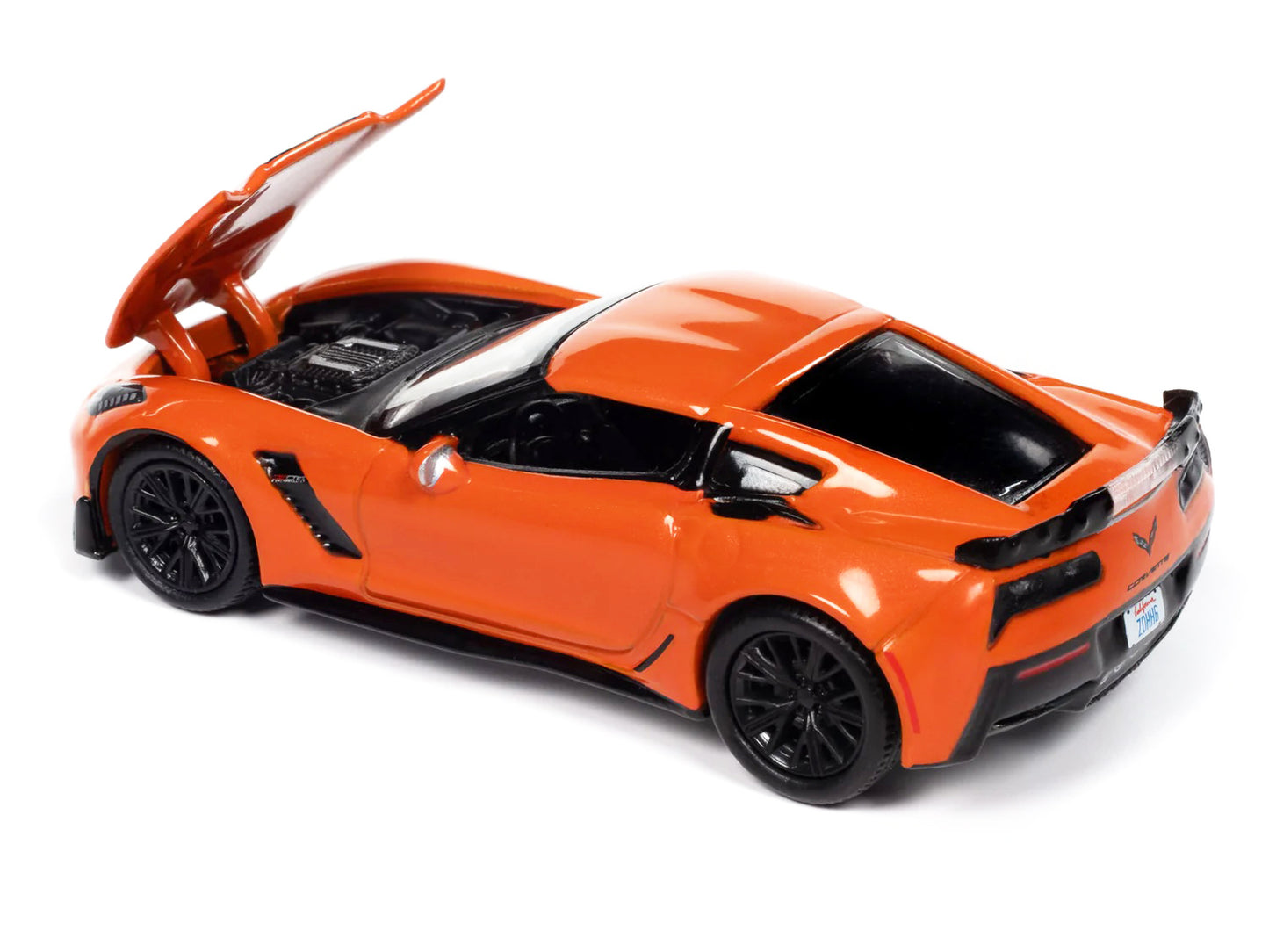 2019 Chevrolet Corvette Z06 Sebring Orange with Black Hood "Sports Cars" Series 1/64 Diecast Model Car by Auto World-DiecastModeler.com