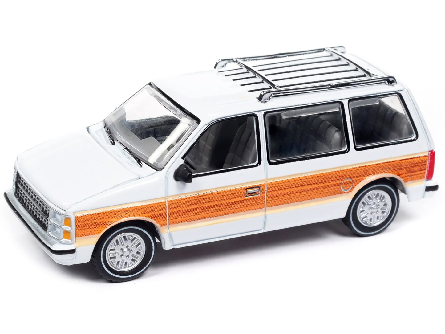 1985 Dodge Caravan Van White with Woodgrain Side Panels "Mighty Minivans" Series 1/64 Diecast Model Car by Auto World-DiecastModeler.com