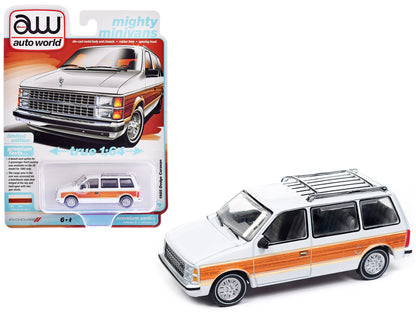 1985 Dodge Caravan Van White with Woodgrain Side Panels "Mighty Minivans" Series 1/64 Diecast Model Car by Auto World-DiecastModeler.com