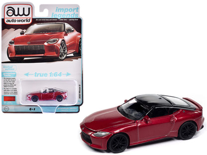2023 Nissan Z Passion Red Metallic with Black Top "Import Legends" Series 1/64 Diecast Model Car by Auto World-DiecastModeler.com