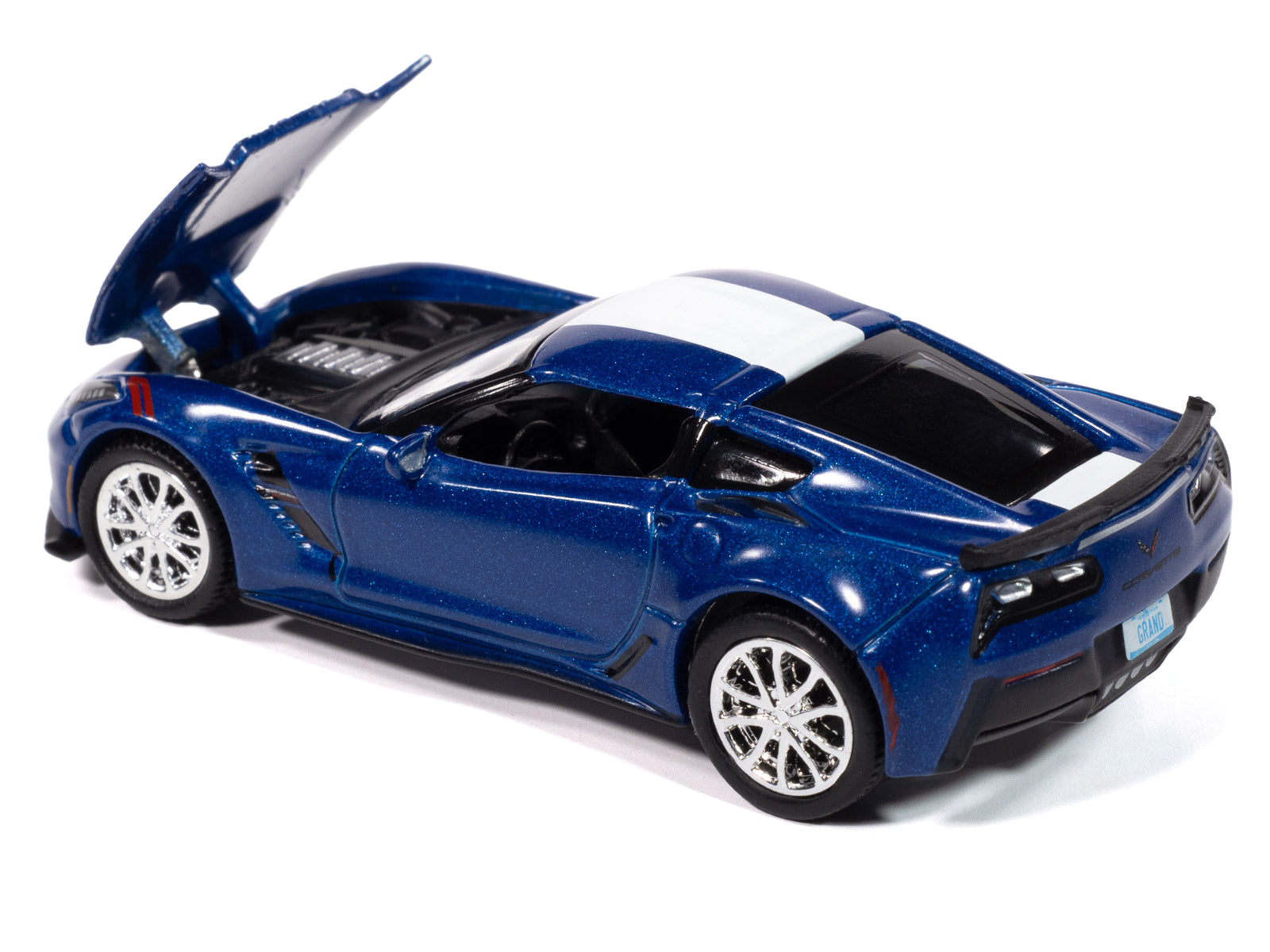 2018 Chevrolet Corvette Grand Sport Admiral Blue with White Stripe "Sports Cars" Series 1/64 Diecast Model Car by Auto World-DiecastModeler.com
