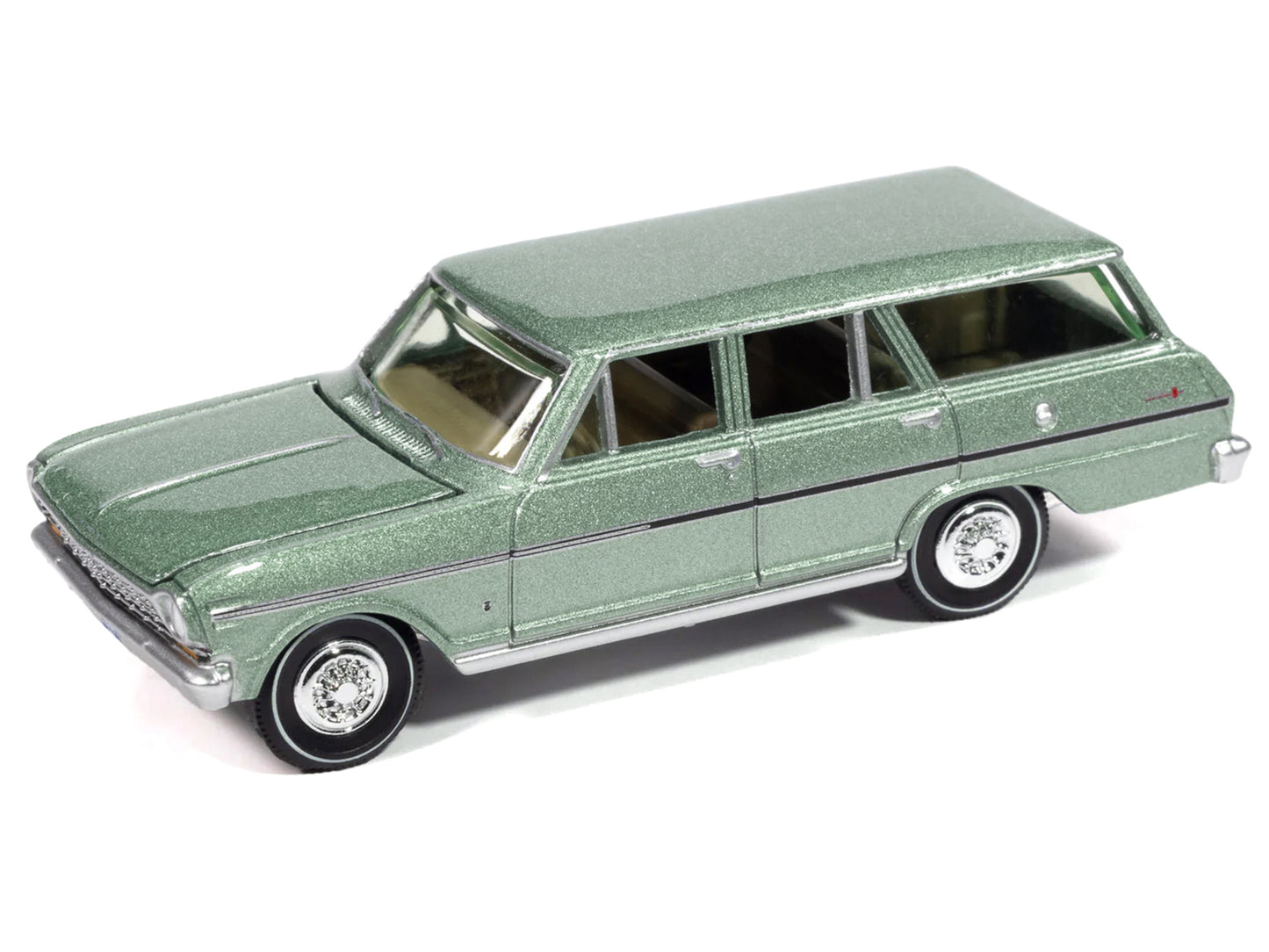 1963 Chevrolet II Nova 400 Wagon Laurel Green Metallic "Vintage Muscle" Series 1/64 Diecast Model Car by Auto World