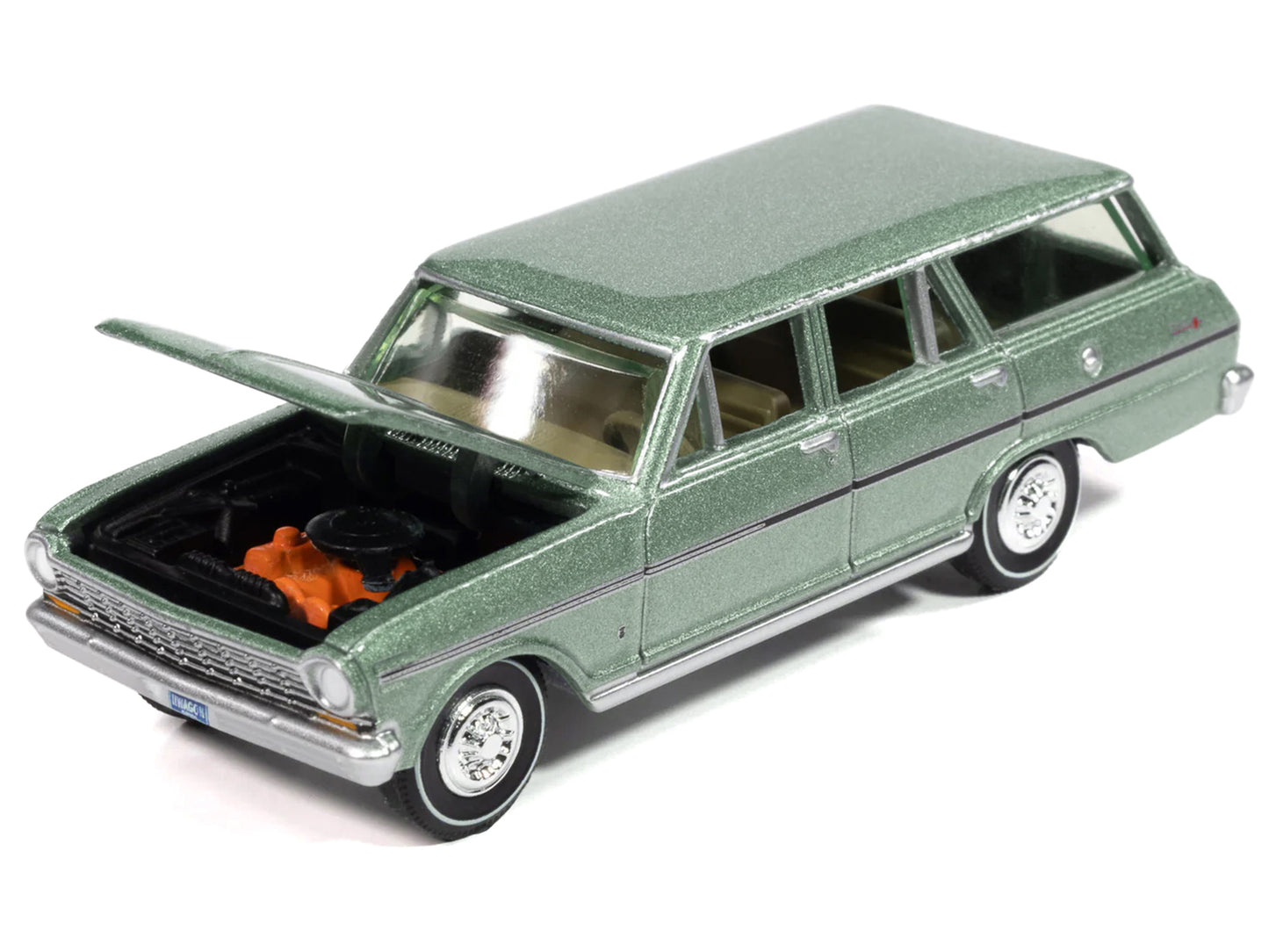 1963 Chevrolet II Nova 400 Wagon Laurel Green Metallic "Vintage Muscle" Series 1/64 Diecast Model Car by Auto World