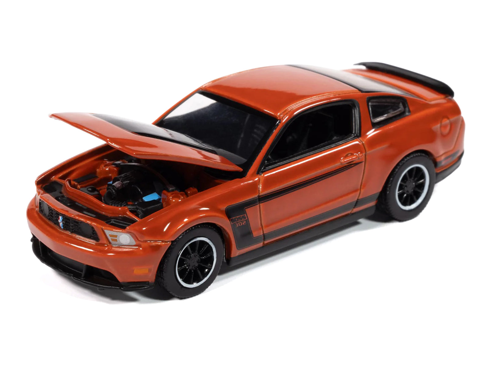 2012 Ford Mustang Boss 302 Competition Orange with Black Accents "Modern Muscle" Series 1/64 Diecast Model Car by Auto World-DiecastModeler.com