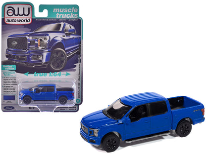 2020 Ford F-150 FX4 Black Appearance Package Pickup Truck Velocity Blue "Muscle Trucks" Series 1/64 Diecast Model Car by Auto World