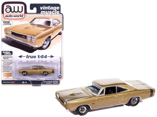 1968 Dodge Coronet R/T Medium Gold Metallic "Vintage Muscle" Series 1/64 Diecast Model Car by Auto World