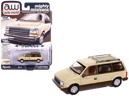 1987 Plymouth Voyager Van Light Cream and Golden Bronze Metallic 2-Tone "Mighty Minivans" Series 1/64 Diecast Model Car by Auto World-DiecastModeler.com