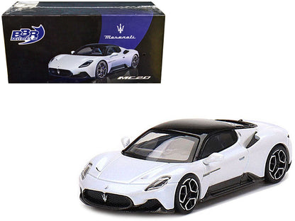 Maserati MC20 Bianco Audace White with Black Top 1/64 Diecast Model Car by BBR Models