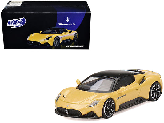 Maserati MC20 Giallo Genio Yellow with Black Top 1/64 Diecast Model Car by BBR-DiecastModeler.com