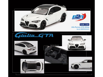 Alfa Romeo Giulia GTA White with Carbon Top 1/64 Diecast Model Car by BBR