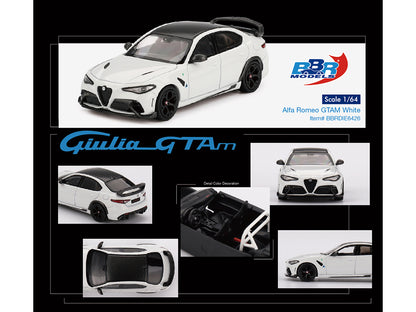 Alfa Romeo Giulia GTAm White with Carbon Top 1/64 Diecast Model Car by BBR