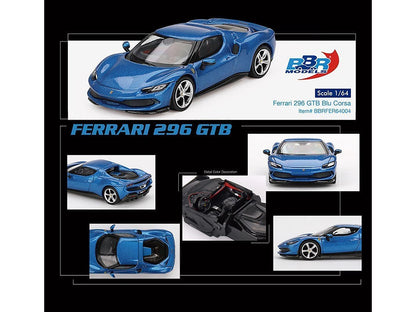 Ferrari 296 GTB Blue Corsa 1/64 Diecast Model Car by BBR