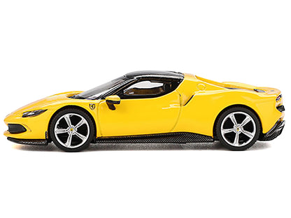 Ferrari 296 GTB Giallo Modena Yellow with Black Top 1/64 Diecast Model Car by BBR