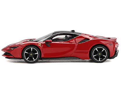 Ferrari SF90 Rosso Corsa Red with Black Top 1/64 Diecast Model Car by BBR