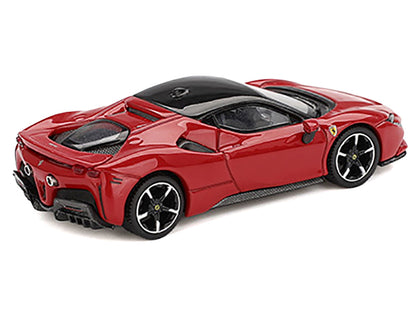 Ferrari SF90 Rosso Corsa Red with Black Top 1/64 Diecast Model Car by BBR