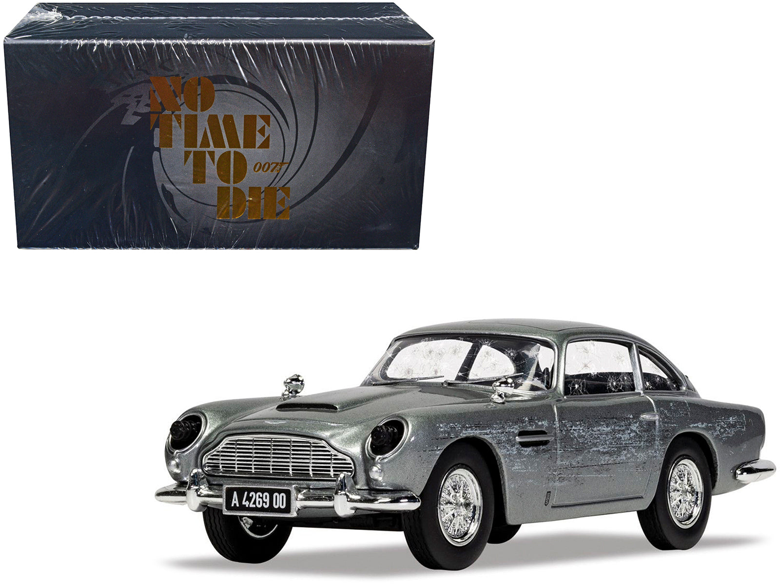Aston Martin DB5 RHD (Right Hand Drive) Silver (Damaged) James Bond 007 "No Time To Die" (2021) Movie Diecast Model Car by Corgi-DiecastModeler.com