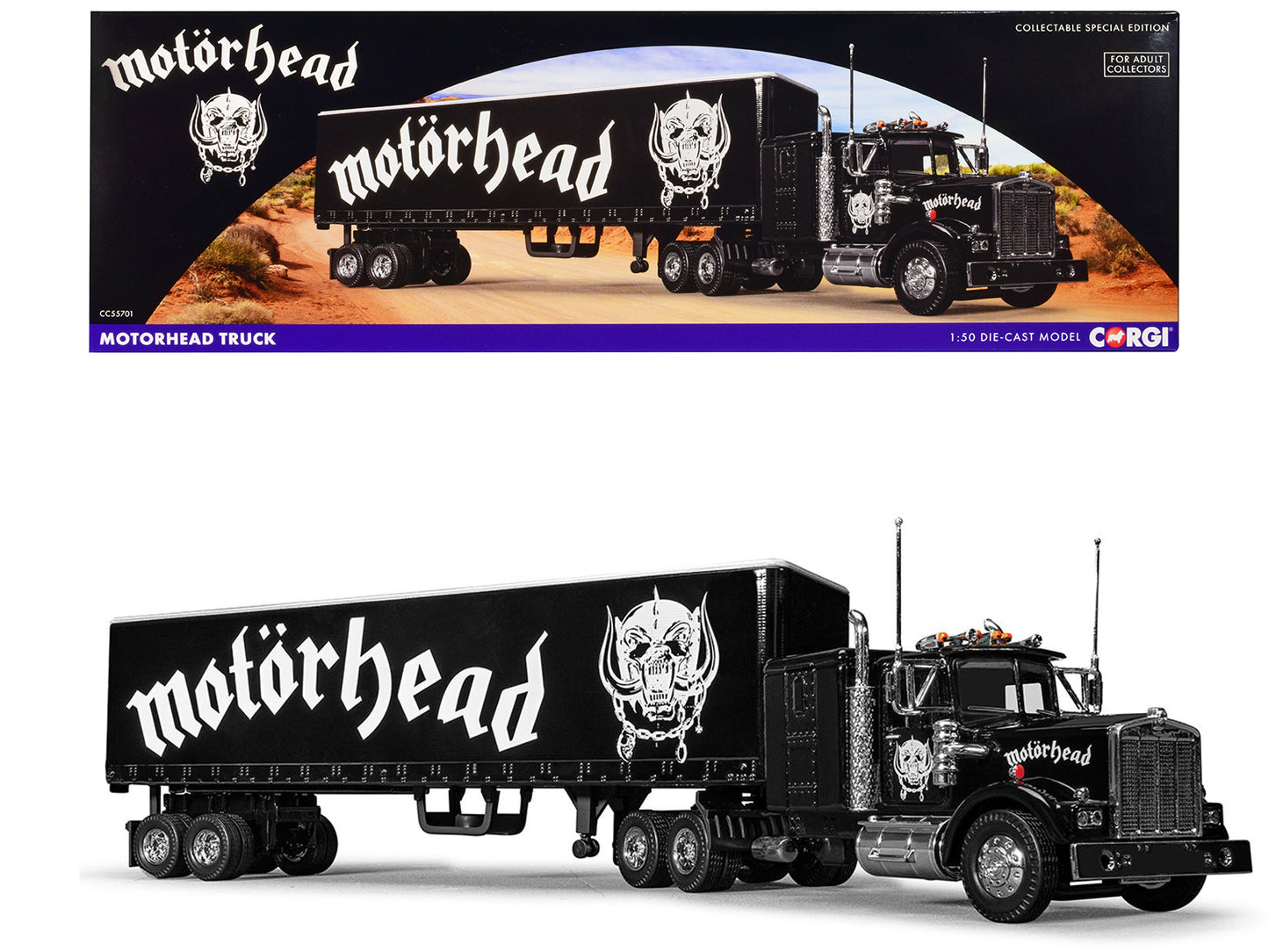 "Motorhead" Transport Truck Black 1/50 Diecast Model by Corgi-DiecastModeler.com