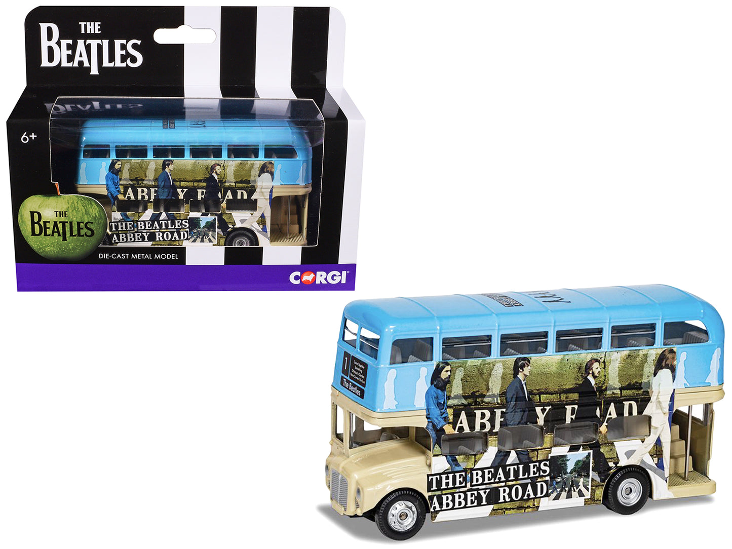 The Beatles London Double Decker Bus "Abbey Road" Blue and Beige Diecast Model Car by Corgi