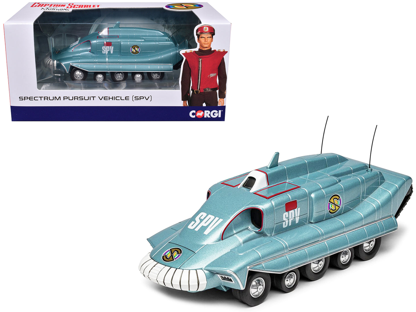 Spectrum Pursuit Vehicle (SPV) Blue Metallic "Captain Scarlet and the Mysterons" (1967-1968) TV Series Diecast Model by Corgi-DiecastModeler.com