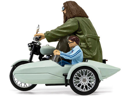 Motorcycle and Sidecar Light Green with Harry and Hagrid Figures "Harry Potter and the Deathly Hallows Part 1" (2010) Movie Diecast Motorcycle Model  by Corgi-DiecastModeler.com