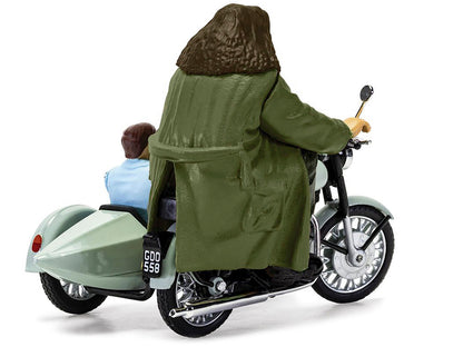 Motorcycle and Sidecar Light Green with Harry and Hagrid Figures "Harry Potter and the Deathly Hallows Part 1" (2010) Movie Diecast Motorcycle Model  by Corgi-DiecastModeler.com