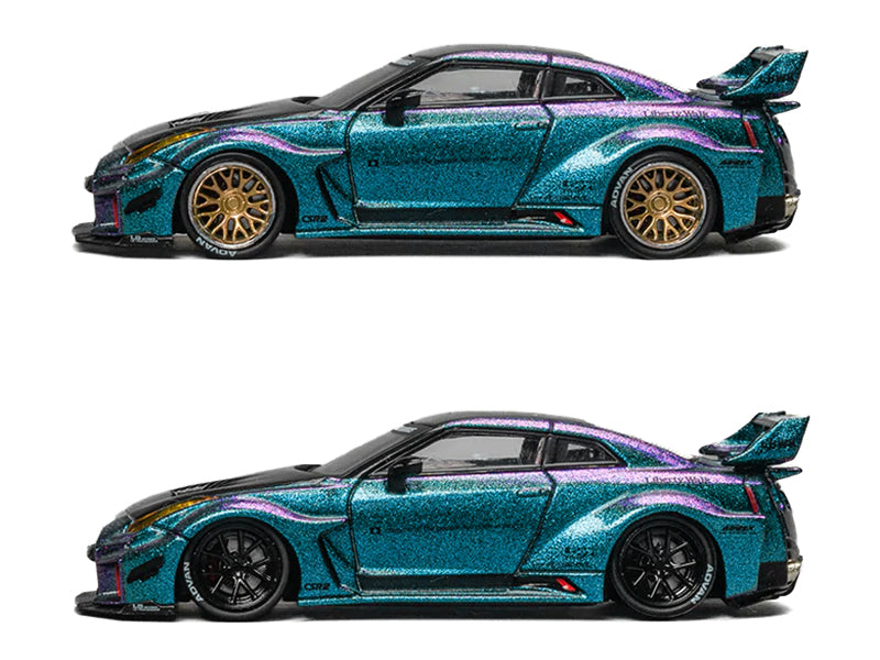 Nissan 35GT-RR "LB-Silhouette Works GT" RHD (Right Hand Drive) Magic Purple Metallic with Extra Wheels 1/64 Diecast Model Car by CM Model