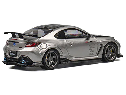 Subaru BRZ Varis Arising-1 RHD (Right Hand Drive) Gray Metallic with Carbon Hood and Top and Extra Wheels 1/64 Diecast Model Car by CM Model-DiecastModeler.com