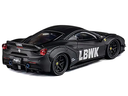 LB Works 488 "LBWK" Matt Black 1/64 Diecast Model Car by CM Model