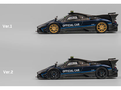 Pagani Zonda Revolucion "Official Car" Dark Blue and Carbon with Extra Wheels 1/64 Diecast Model Car by CM Model