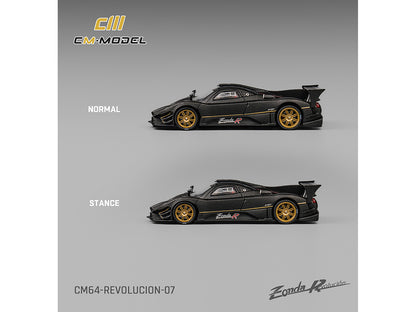 Pagani Zonda Revolucion Black Carbon with Extra Wheels 1/64 Diecast Model Car by CM Model