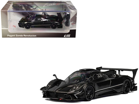Pagani Zonda Revolucion Black Full Carbon with Extra Wheels 1/64 Diecast Model Car by CM Model