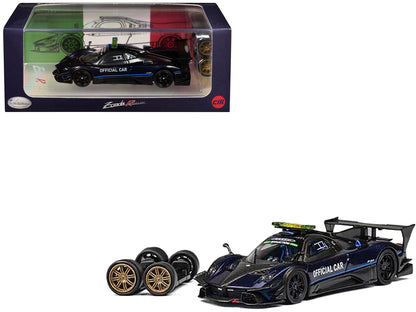 Pagani Zonda Revolucion "Official Car" Dark Blue and Carbon with Extra Wheels 1/64 Diecast Model Car by CM Model