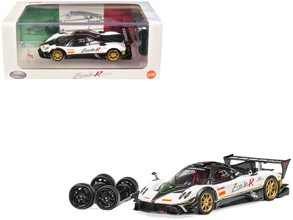 Pagani Zonda Revolucion White and Carbon with Extra Wheels 1/64 Diecast Model Car by CM Model