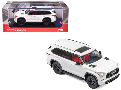 2024 Toyota Sequoia White with Red Interior 1/64 Diecast Model Car by CM Model
