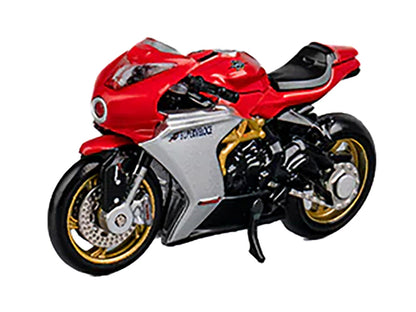 MV Agusta Superveloce 800 Motorcycle Red and Silver with Figure 1/64 Diecast Model by CM Model