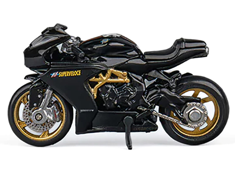 MV Agusta Superveloce 800 Motorcycle Black and Gold with Figure 1/64 Diecast Model by CM Model