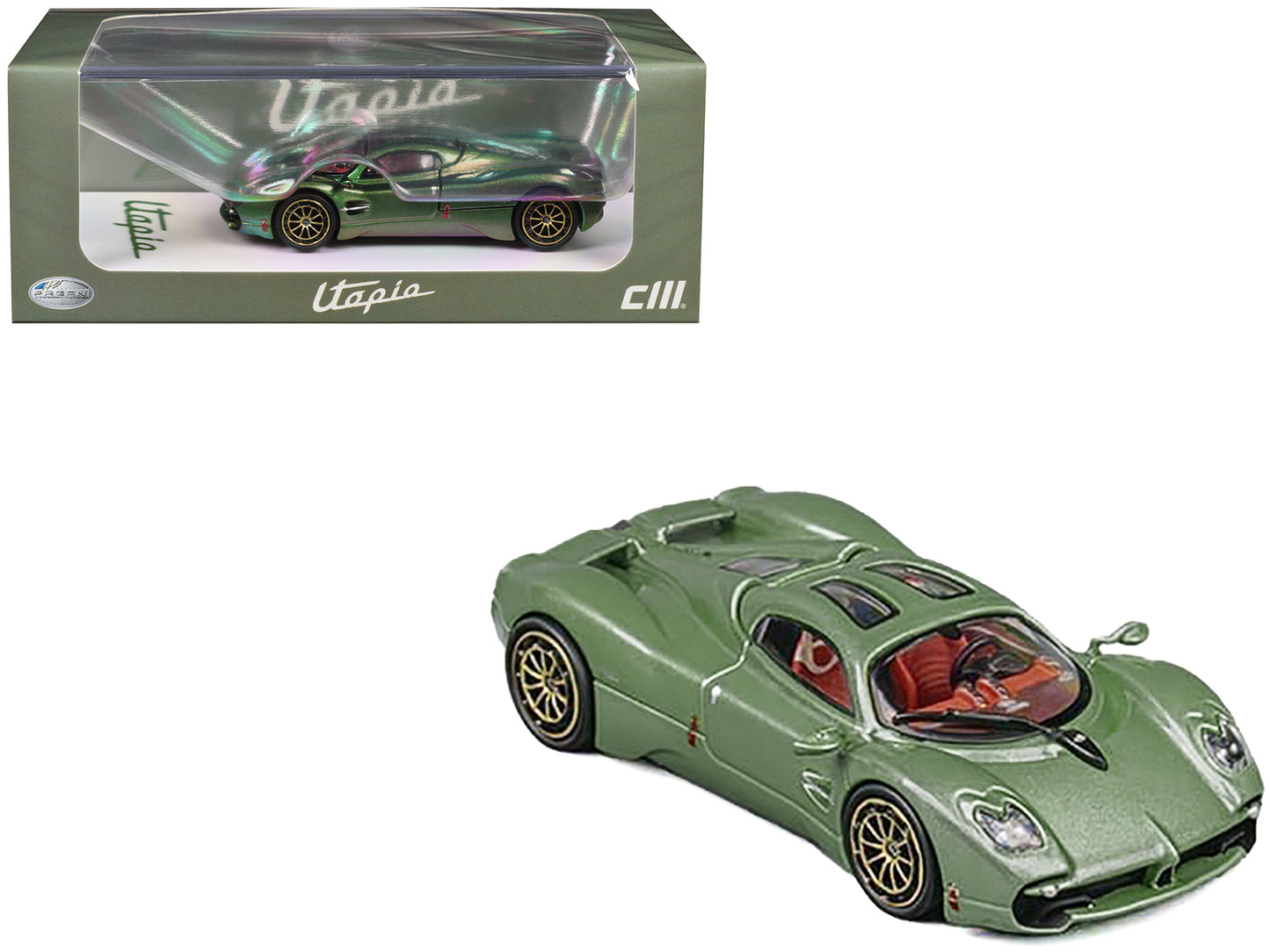 Pagani Utopia Green Metallic 1/64 Diecast Model Car by CM Model