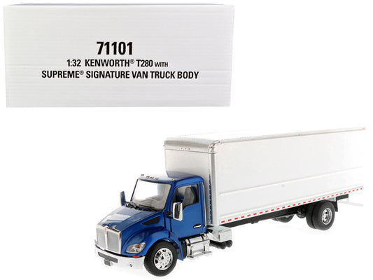 Kenworth T280 with Supreme Signature Van Truck Body Blue and White "Transport Series" 1/32 Diecast Model by Diecast Masters-DiecastModeler.com