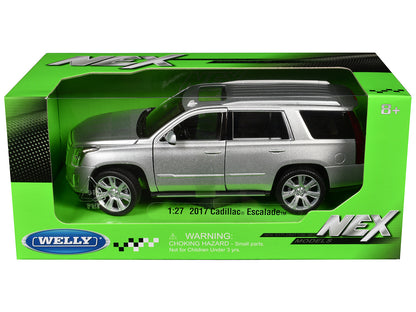 2017 Cadillac Escalade with Sunroof Silver Metallic 1/24-1/27 Diecast Model Car by Welly-DiecastModeler.com