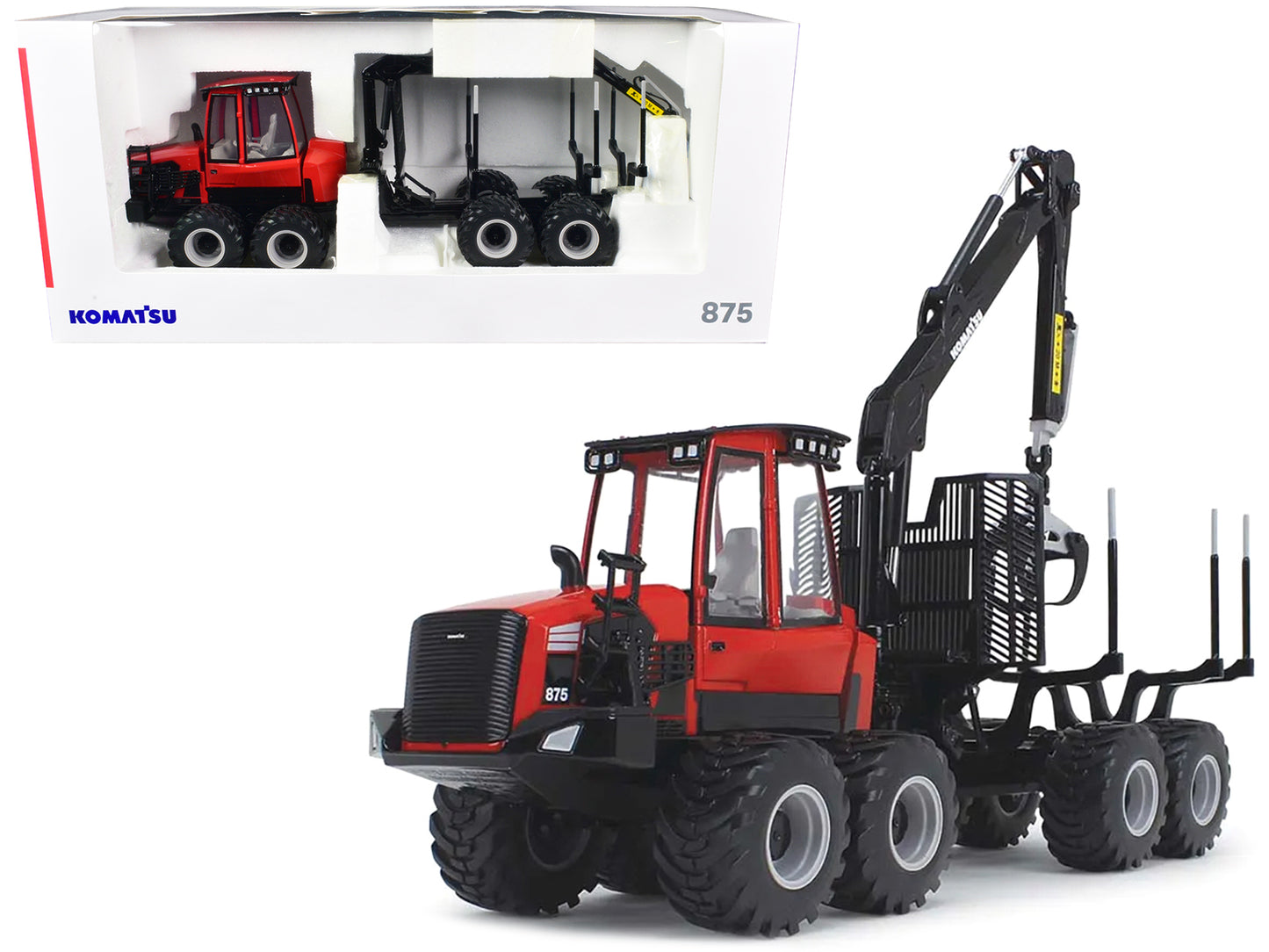 Komatsu 875.1 Forwarder Red and Black 1/32 Diecast Model by First Gear-DiecastModeler.com
