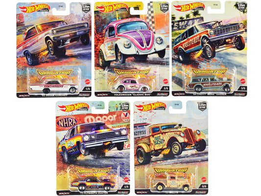 "Drag Strip" 5 piece Set "Car Culture" Series Diecast Model Cars by Hot Wheels-DiecastModeler.com