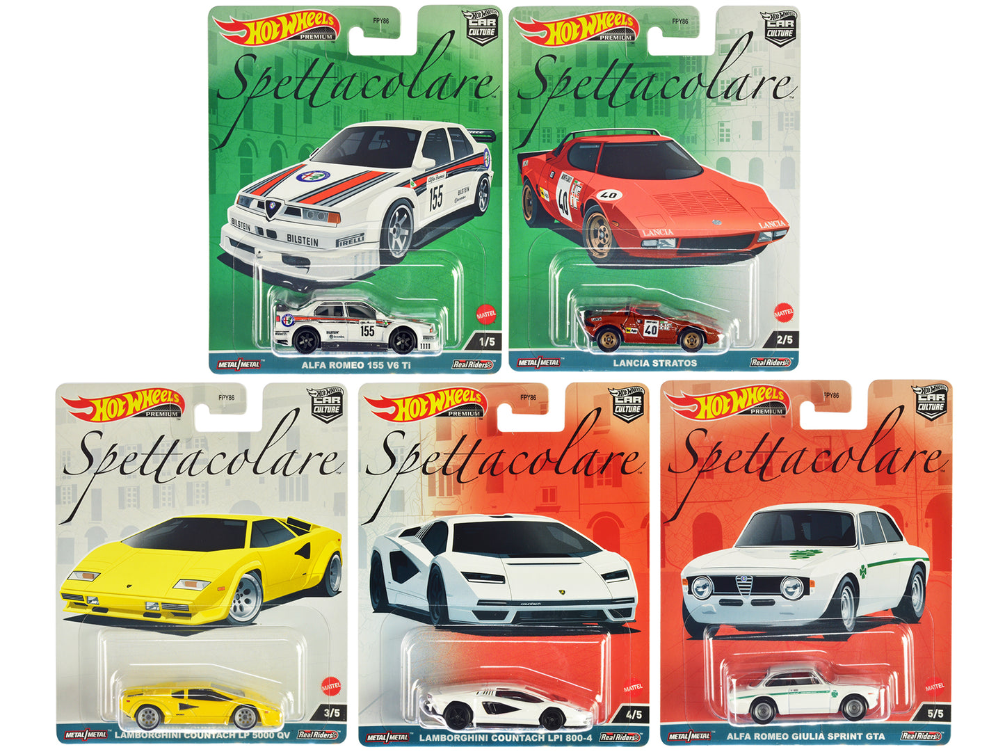 "Spettacolare" 5 piece Set "Car Culture" Series Diecast Model Cars by Hot Wheels-DiecastModeler.com