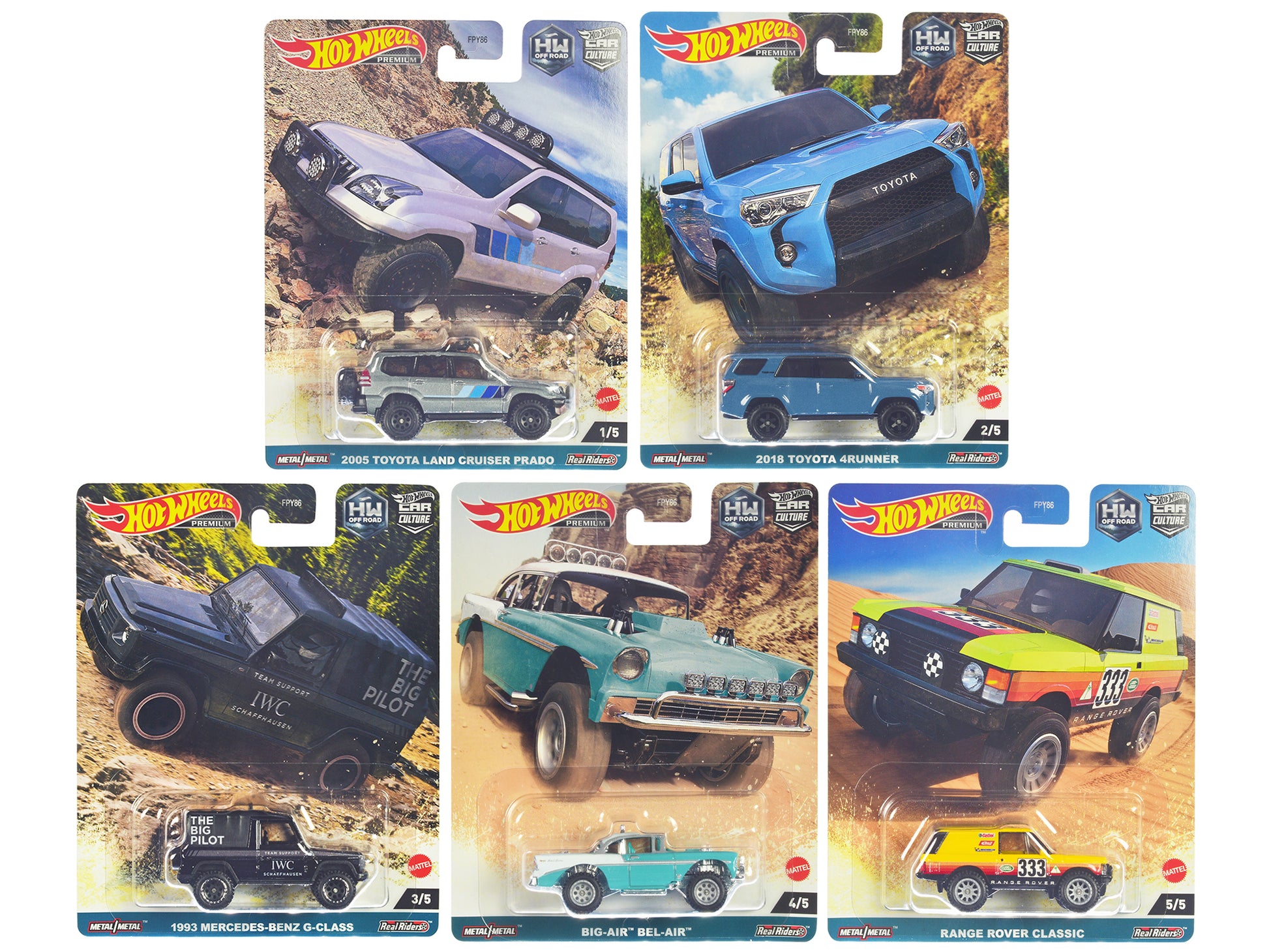 "HW Off Road" 5 piece Set "Car Culture" Series Diecast Model Cars by Hot Wheels-DiecastModeler.com