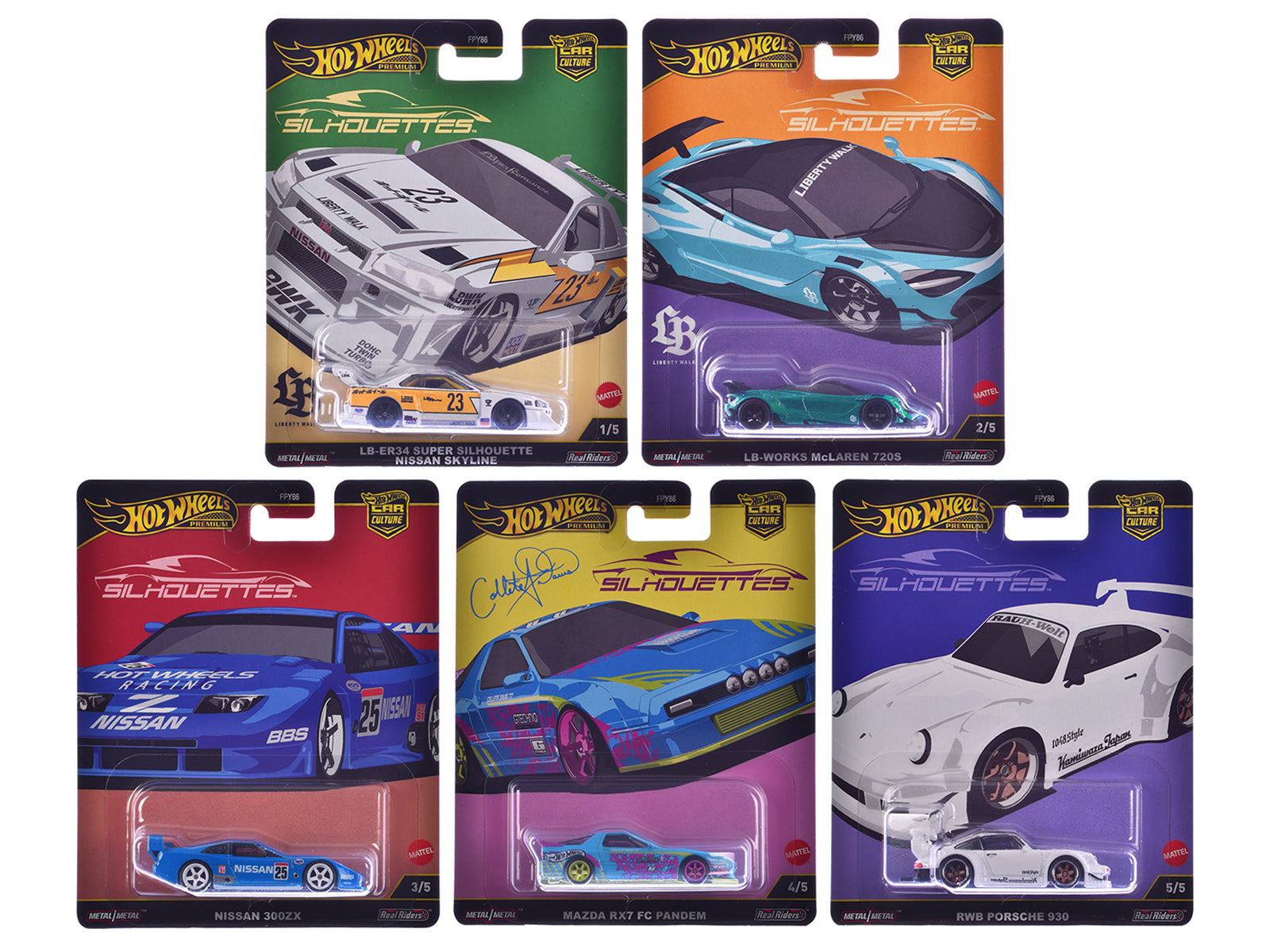 "Silhouettes" 5 piece Set "Car Culture" 2024 Series G Diecast model cars by Hot Wheels-DiecastModeler.com