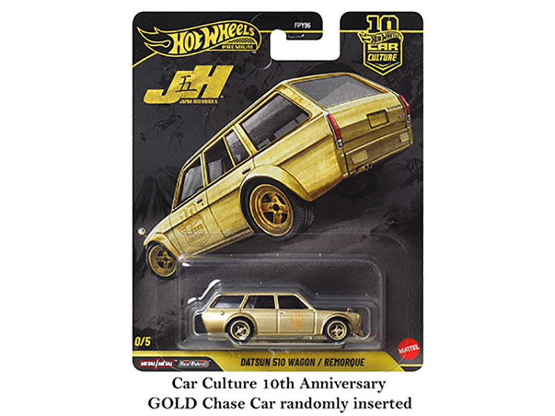 "Japan Historics 5" 5 piece Set "Car Culture 10th Anniversary" 2025 Series P Diecast Model Cars by Hot Wheels