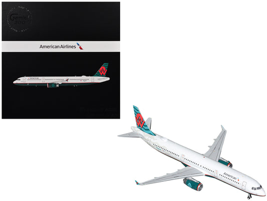 Airbus A321 Commercial Aircraft "American Airlines - America West Heritage Livery" (N580UW) White with Tail Graphics "Gemini 200" Series 1/200 Diecast Model Airplane by GeminiJets