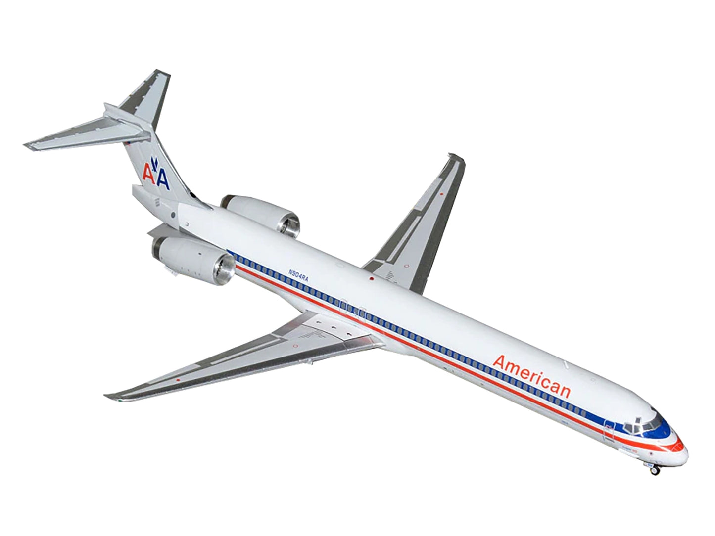 McDonnell Douglas MD-90 Commercial Aircraft "American Airlines" (N904RA) White with Red and Blue Stripes "Gemini 200" Series 1/200 Diecast Model Airplane by GeminiJets