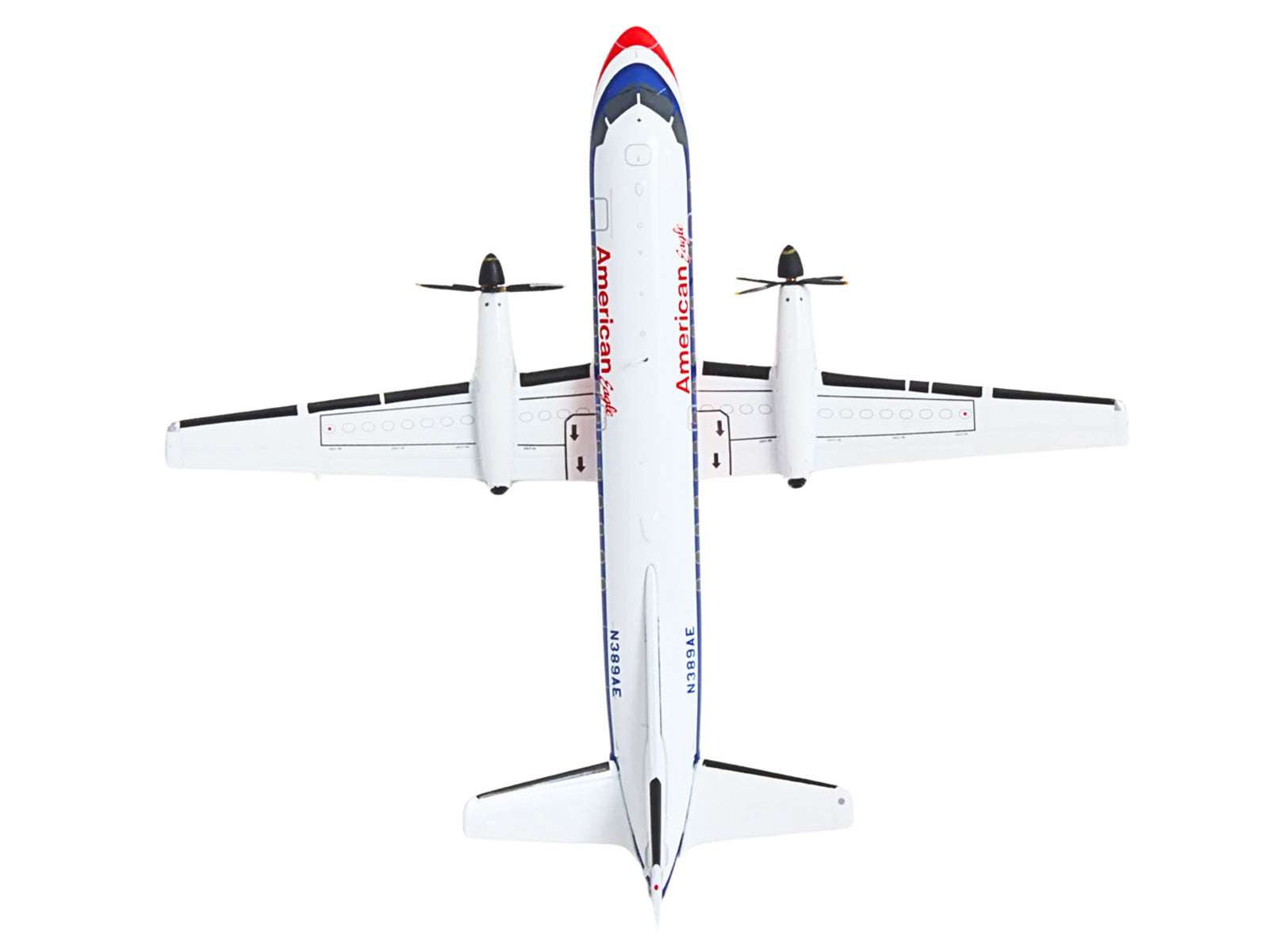 Saab 340B Commercial Aircraft "American Eagle" (N389AE) White with Red and Blue Stripes "Gemini 200" Series 1/200 Diecast Model Airplane by GeminiJets-DiecastModeler.com