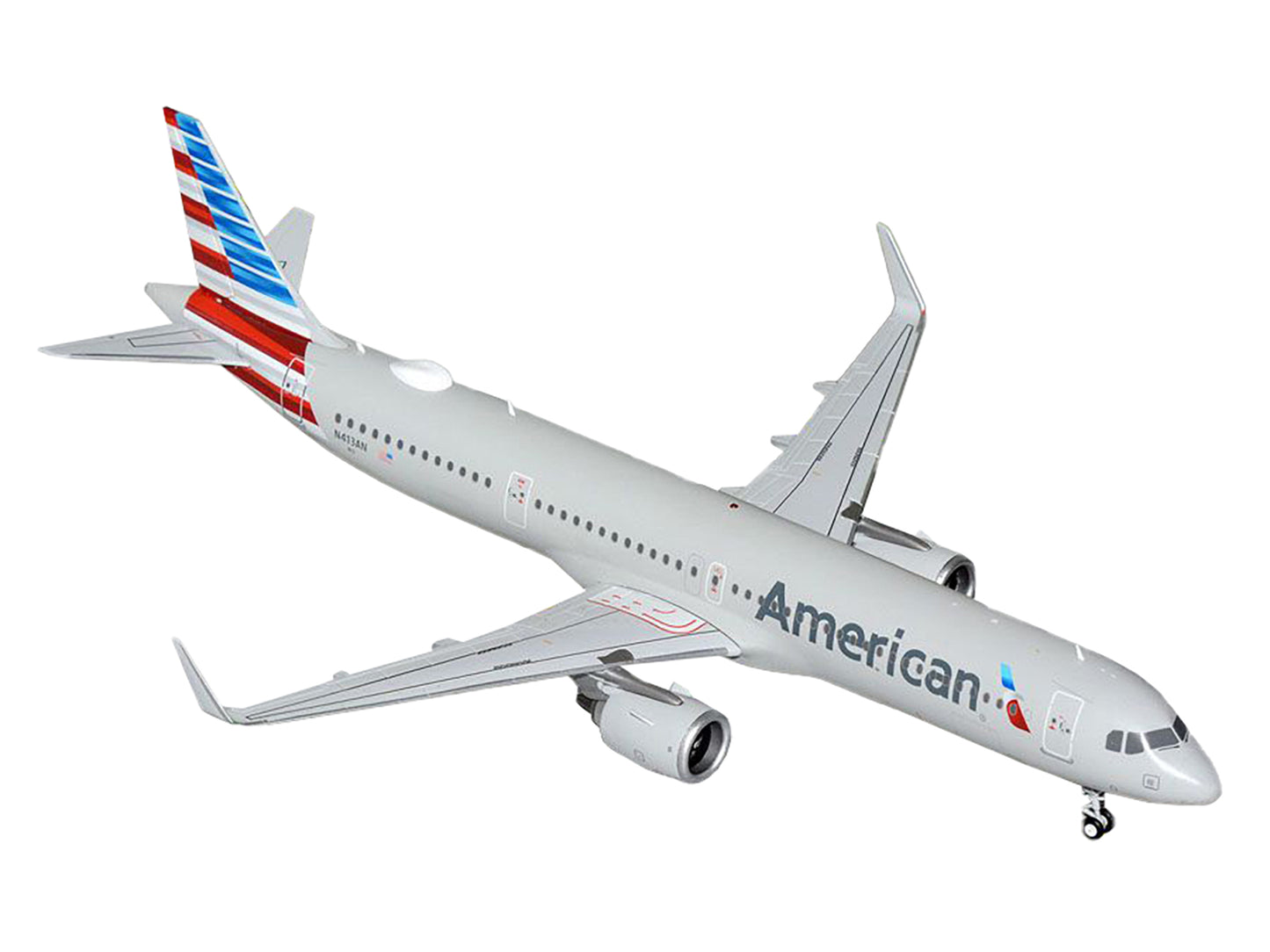 Airbus A321neo Commercial Aircraft "American Airlines" (N413AN) Gray with Striped Tail "Gemini 200" Series 1/200 Diecast Model Airplane by GeminiJets