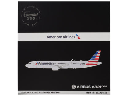 Airbus A321neo Commercial Aircraft "American Airlines" (N413AN) Gray with Striped Tail "Gemini 200" Series 1/200 Diecast Model Airplane by GeminiJets